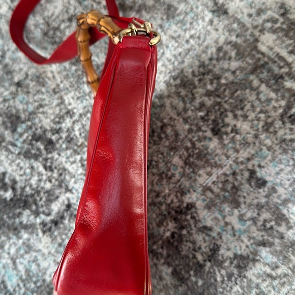 Vintage 90s Gucci Bamboo Handle Leather 2-Way Bag + COA - Picture 5 of 15